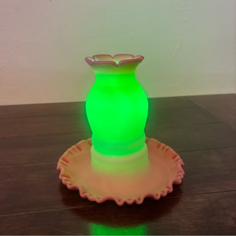 Fenton Burmese Uranium Glass Fairy Lamp (One Piece - GLOWS)